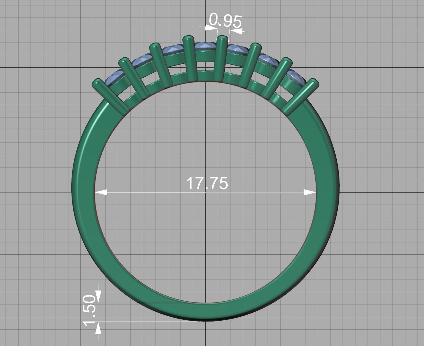 7 Stone Eternity Ring Diamond Band 3dmodel  3D print model_6