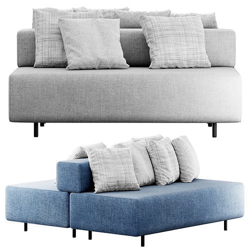 Block party Back it Up sofa by Poppin 3D model