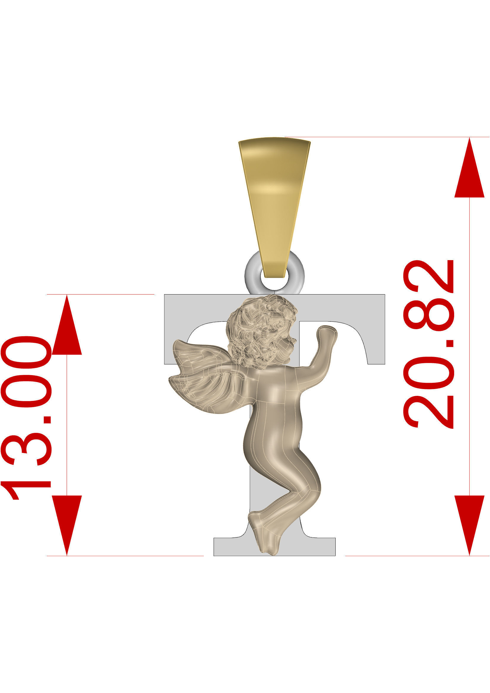 Pendant Letter T 3D print model_12