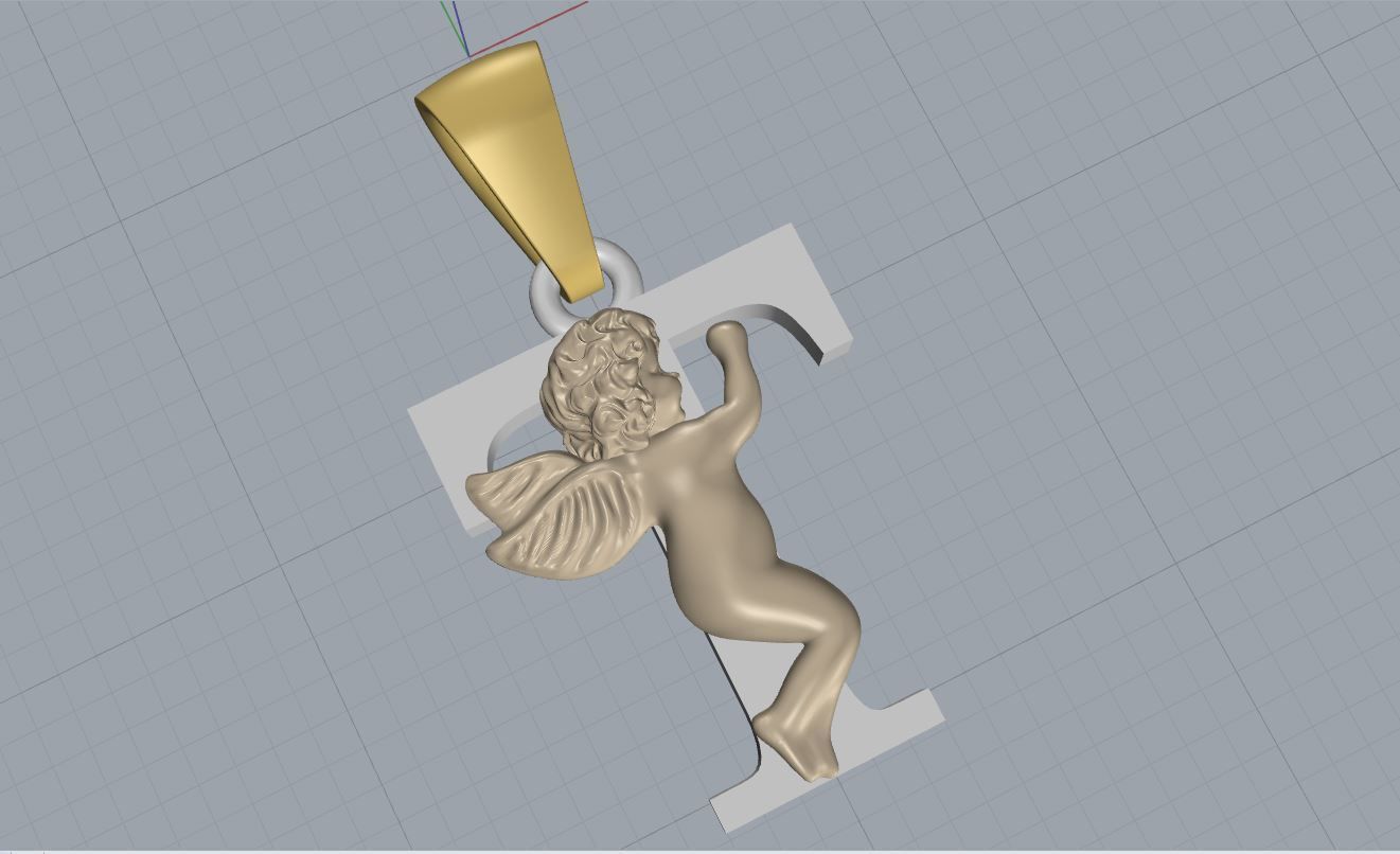 Pendant Letter T 3D print model_3