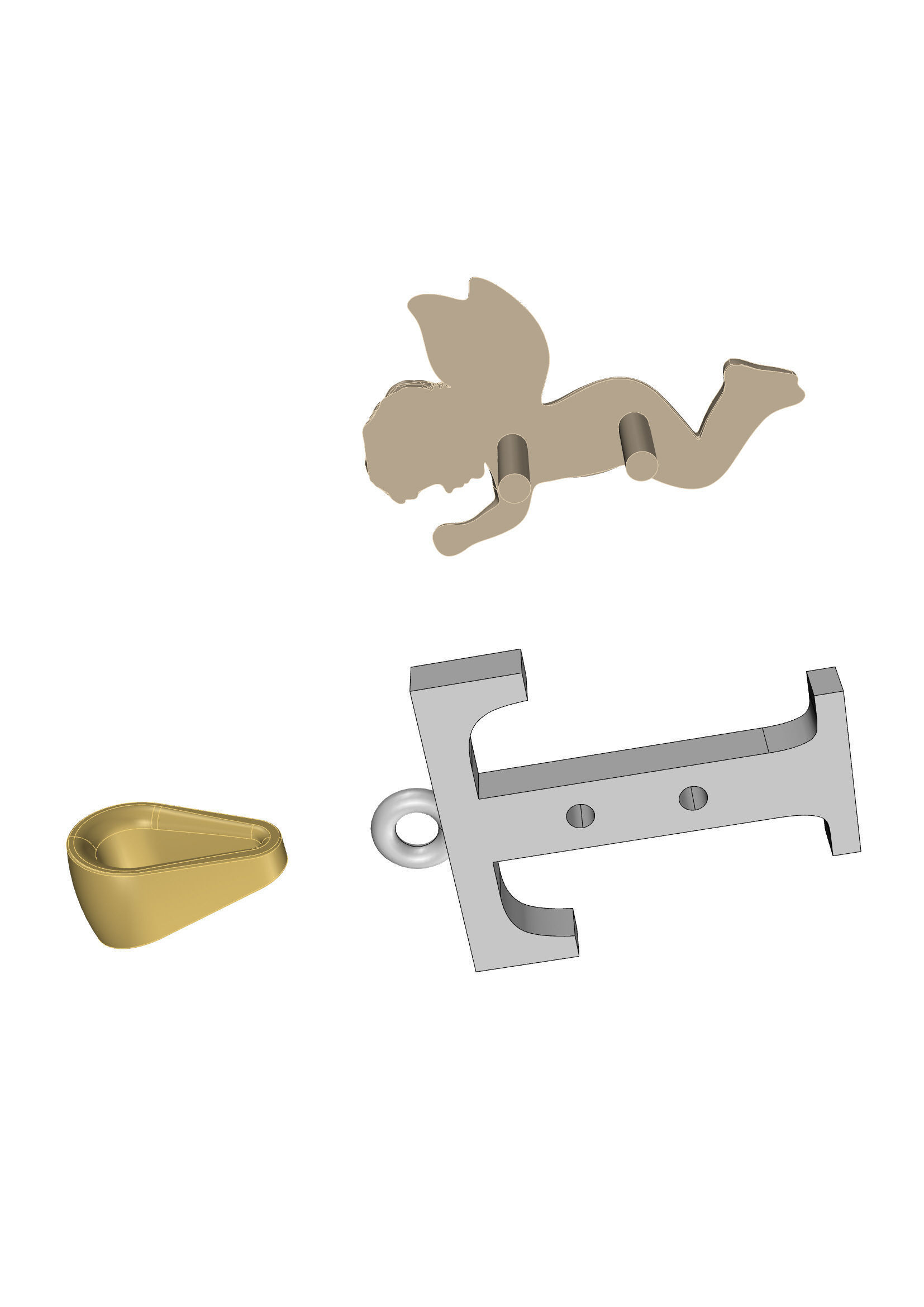 Pendant Letter T 3D print model_17