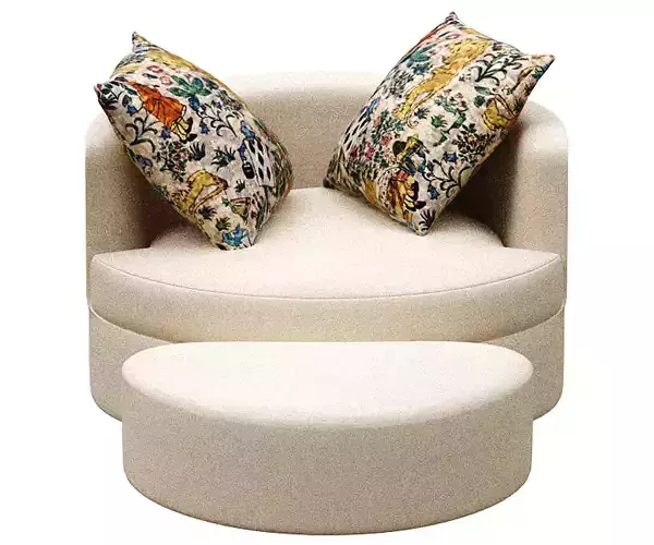 Armchair lounge chair with cushions and pillows