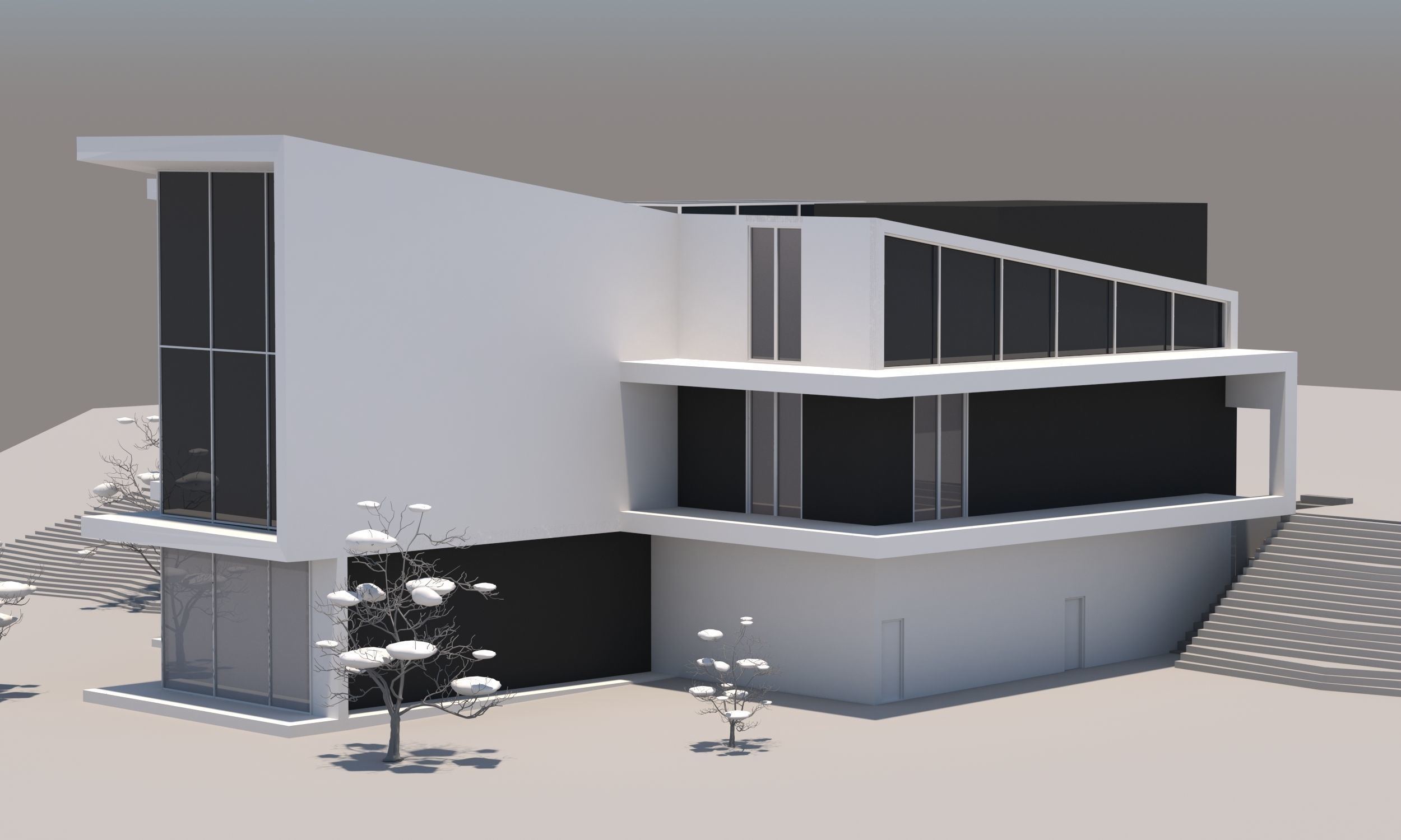 Villa modern house 3D model_2