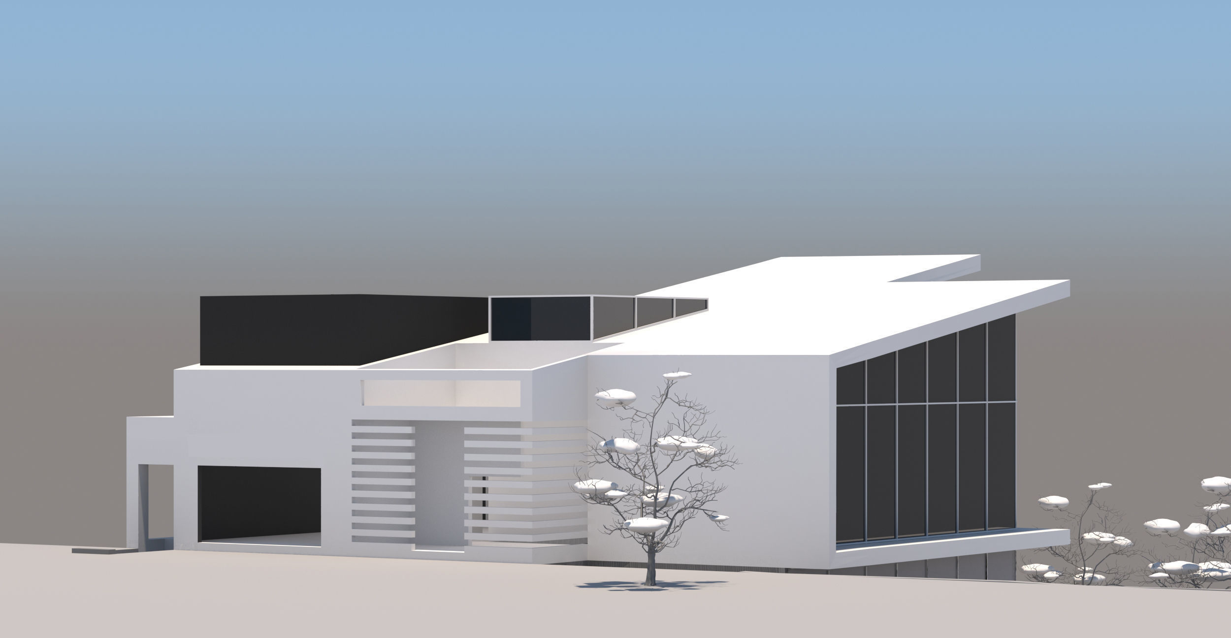 Villa modern house 3D model_3
