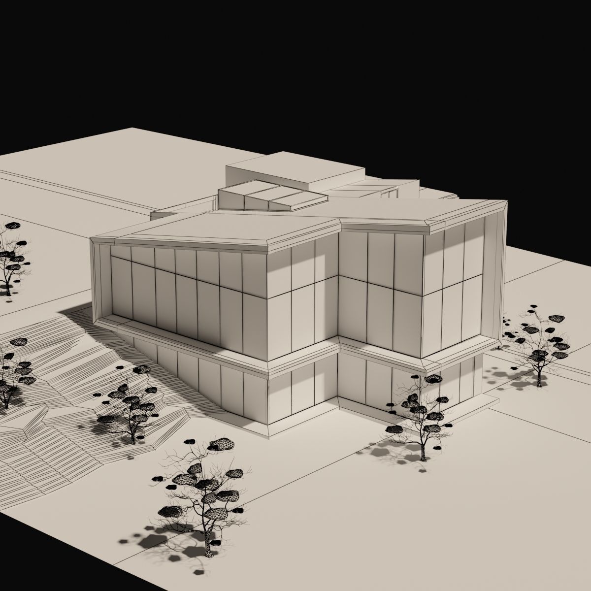 Villa modern house 3D model_4