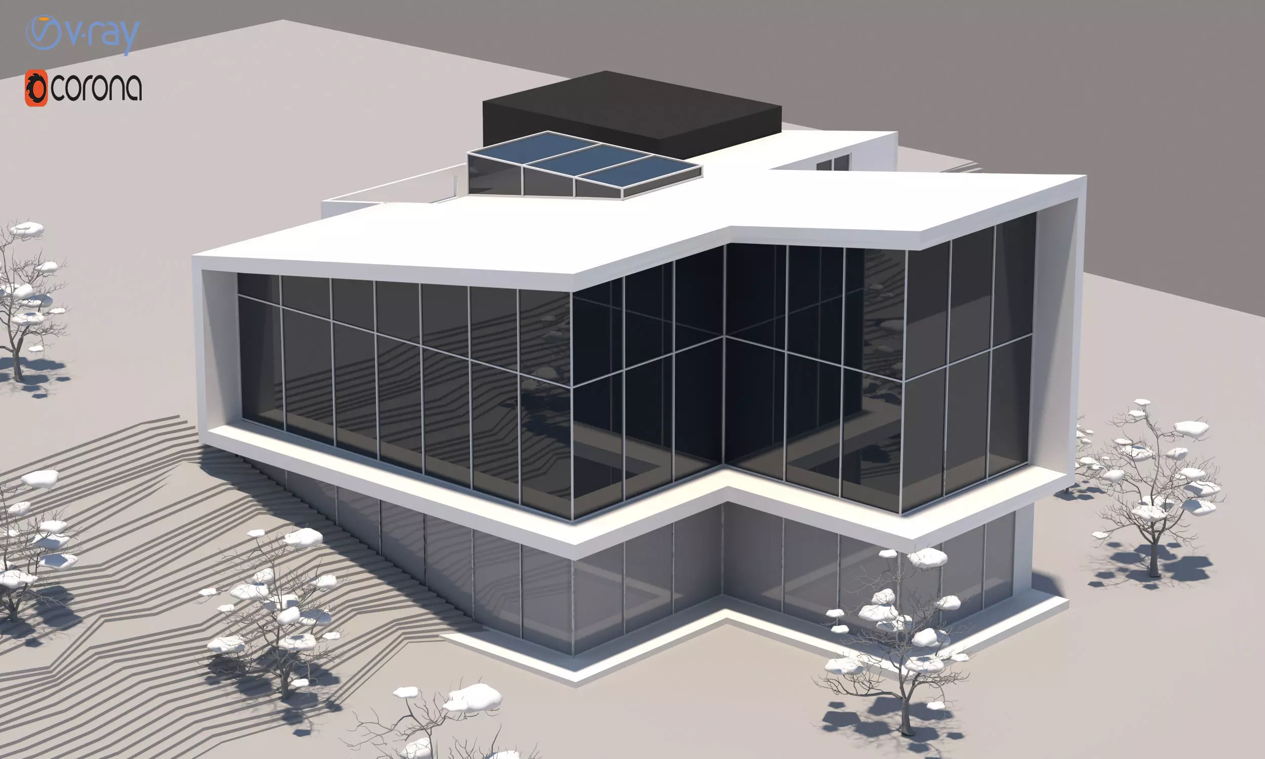 Villa modern house 3D model_0