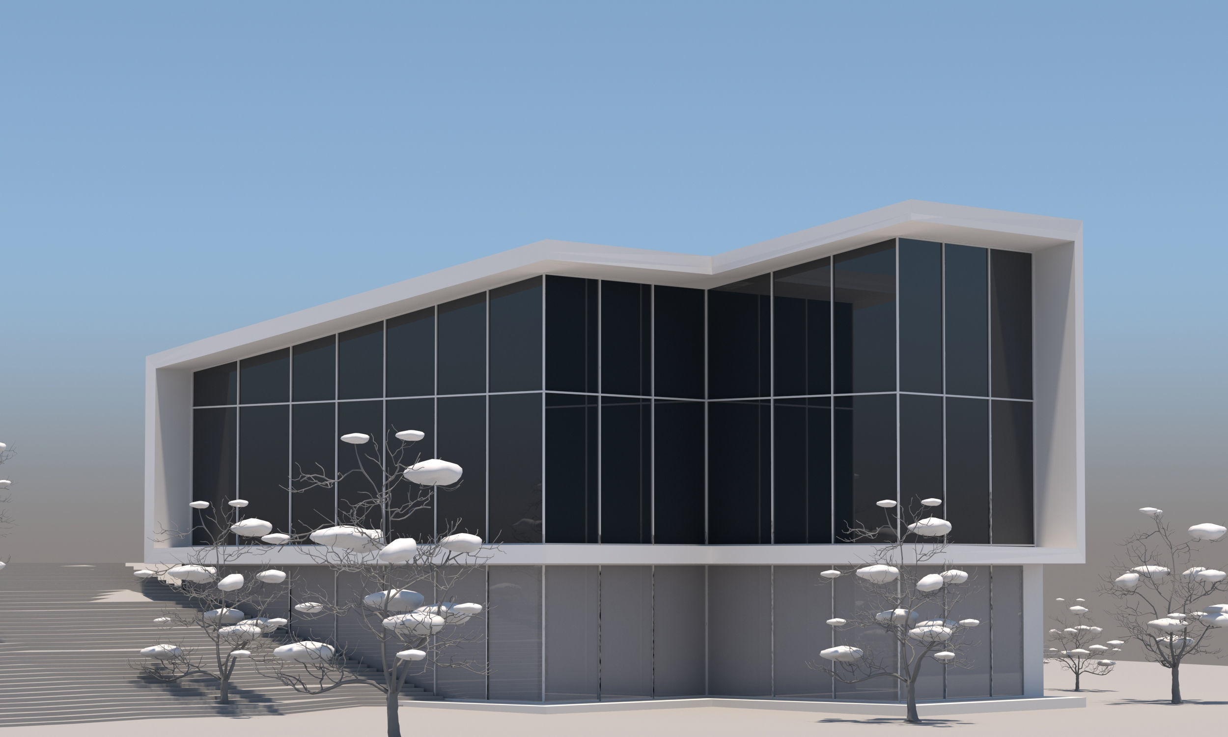 Villa modern house 3D model_1