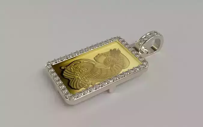 5 gram Suisse Pamp Gold Bar Diamond Frame 3D print model