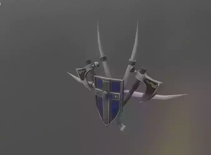 Axes Shield Tooth Low-poly