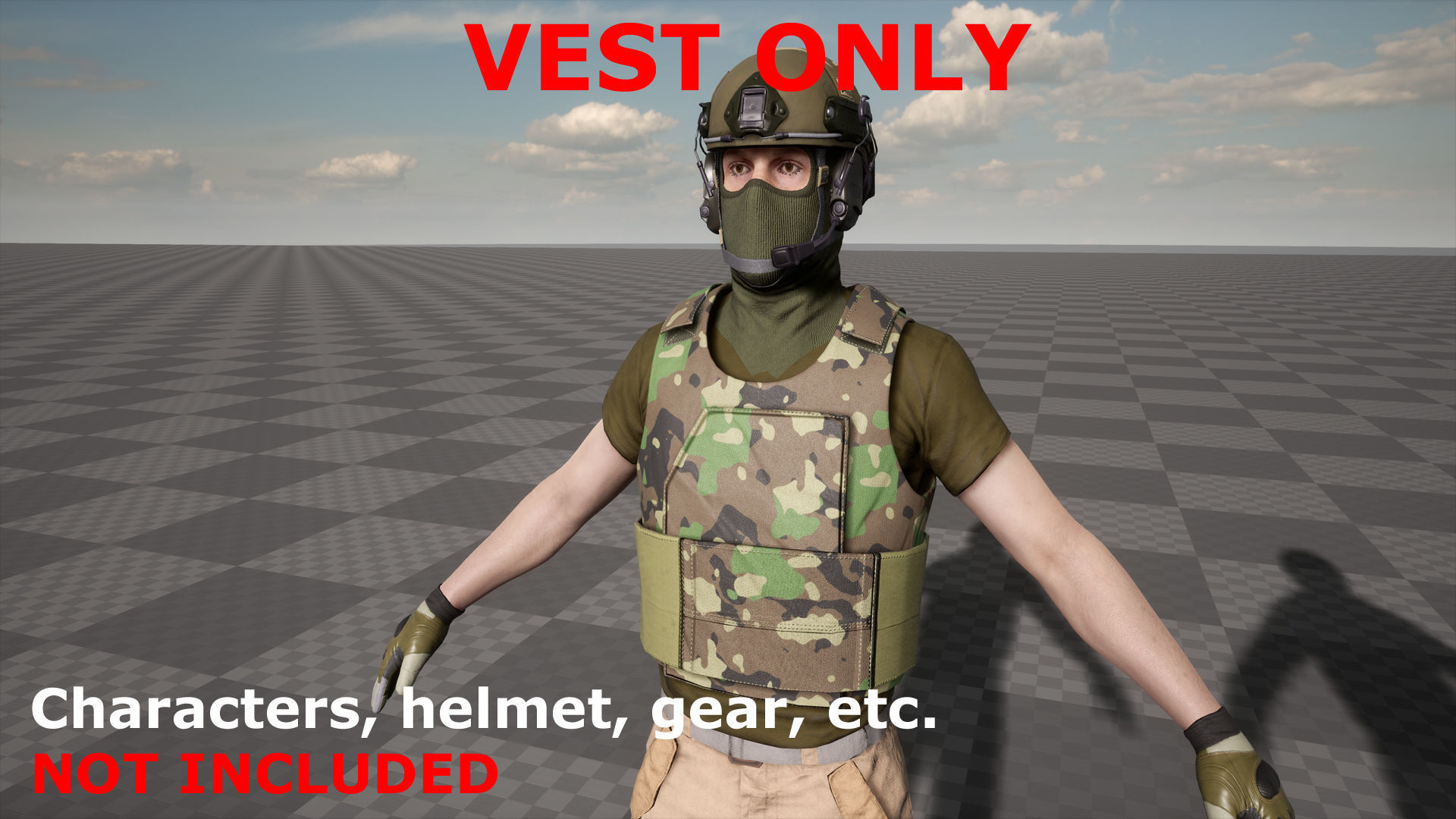 Ranger Armor Vest Low-poly model - UE4 Camo System -  Low-poly Low-poly 3D model_8