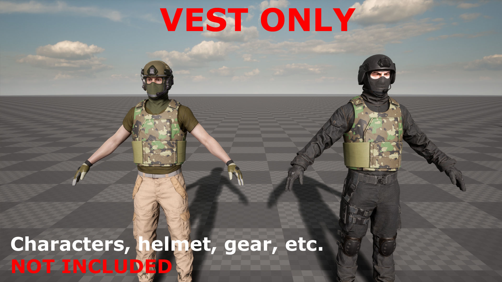 Ranger Armor Vest Low-poly model - UE4 Camo System -  Low-poly Low-poly 3D model_7