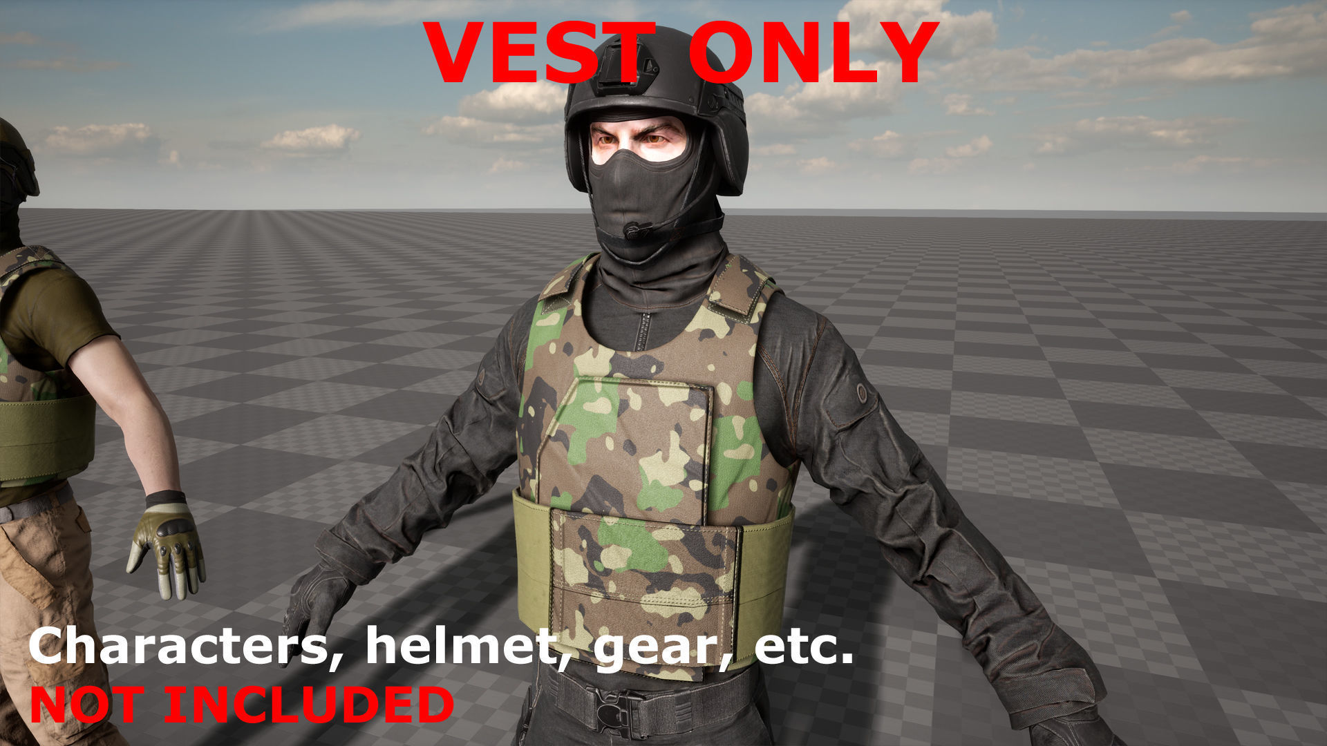 Ranger Armor Vest Low-poly model - UE4 Camo System -  Low-poly Low-poly 3D model_9