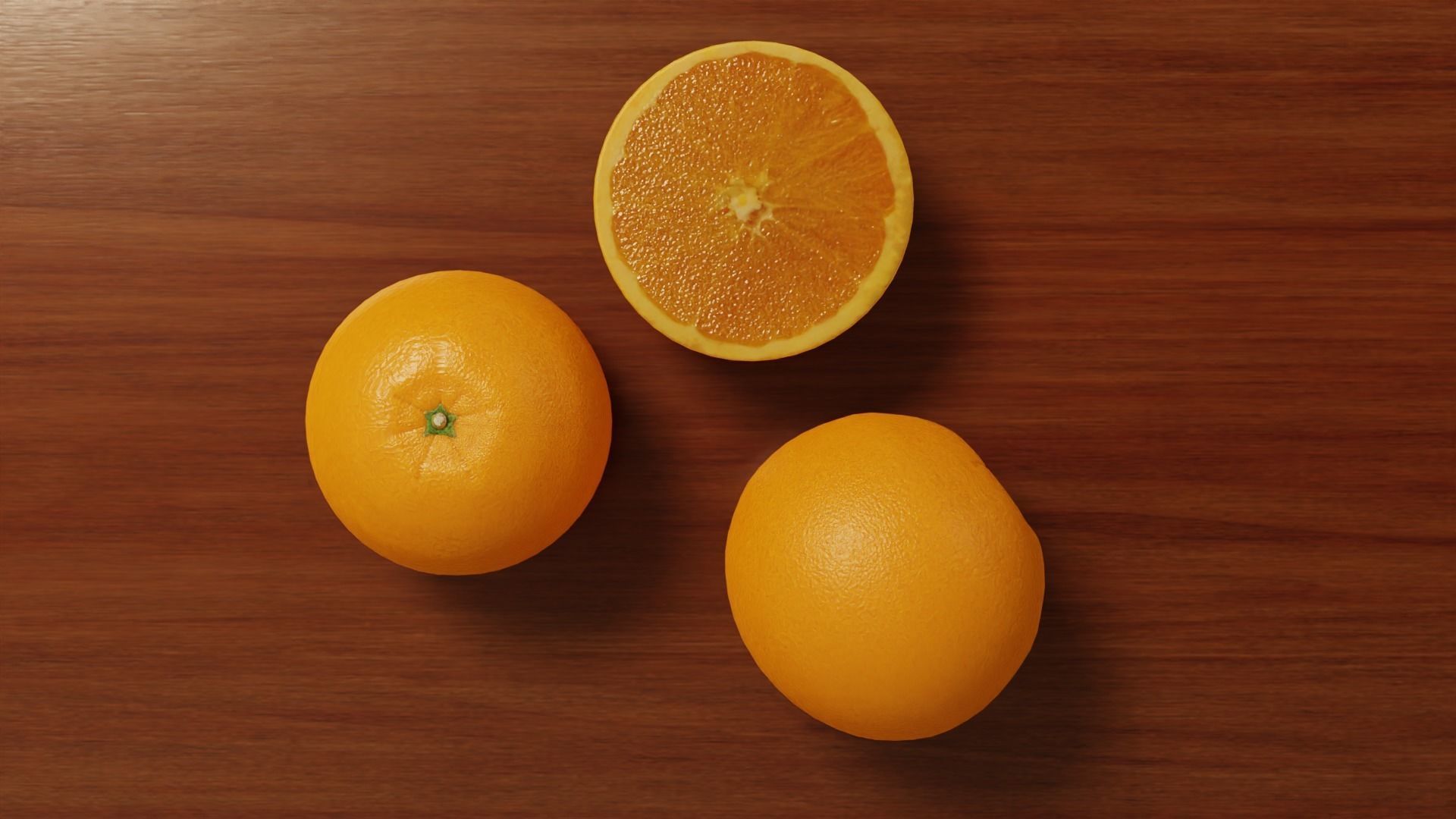 Orange half and whole 3D model_1