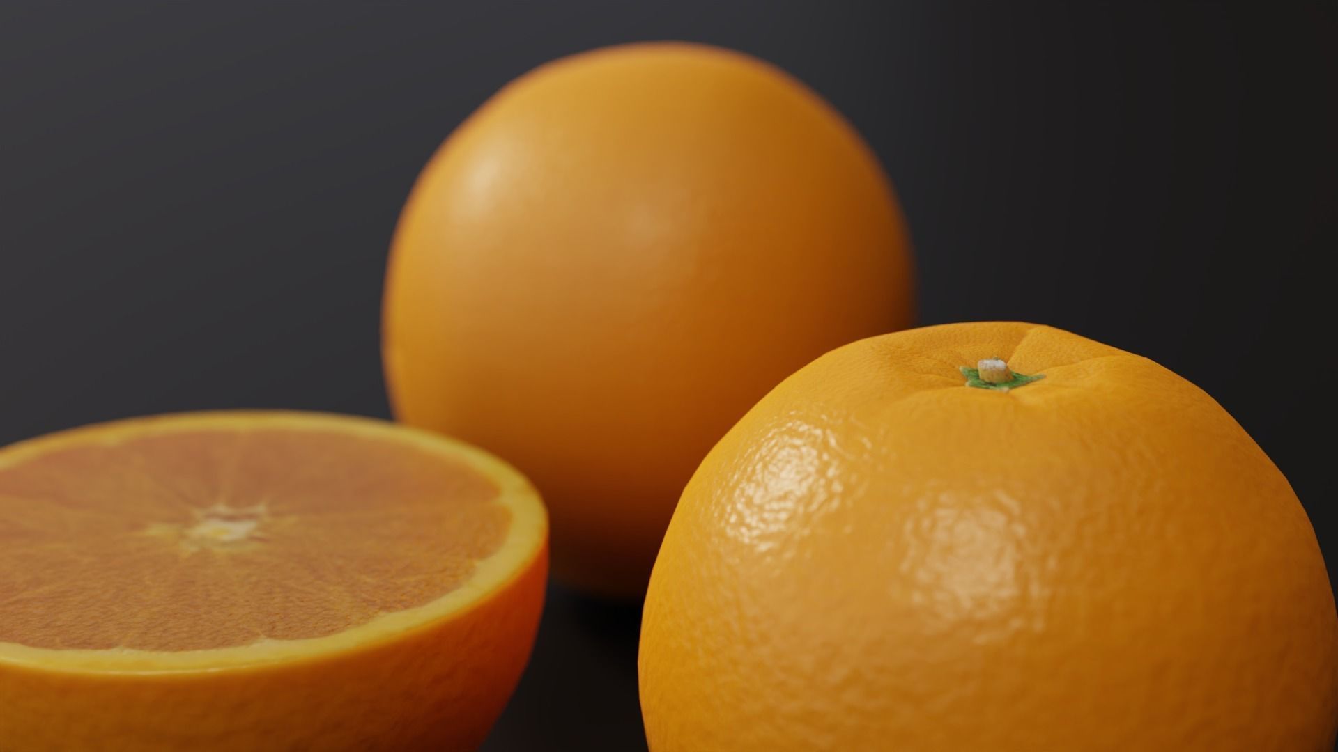 Orange half and whole 3D model_7
