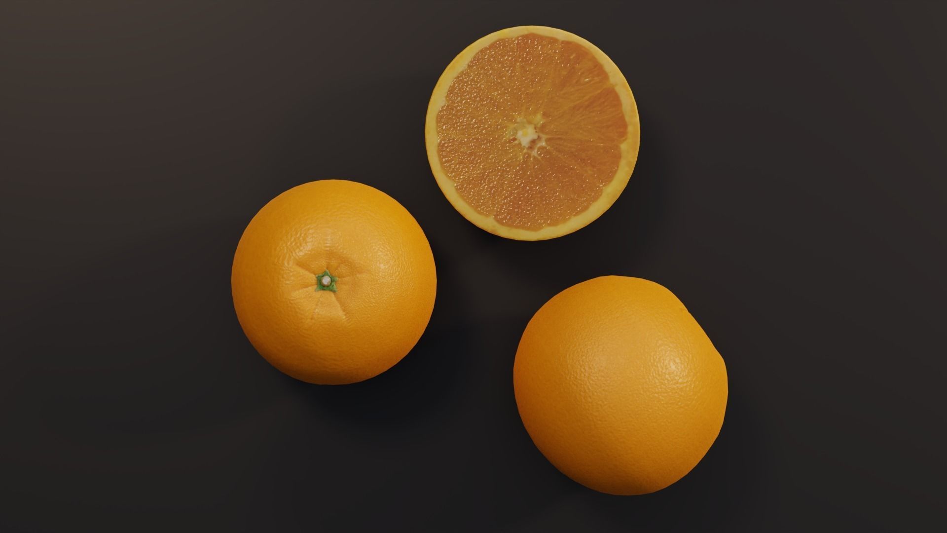 Orange half and whole 3D model_8