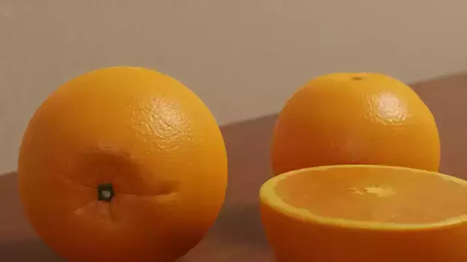 Orange half and whole 3D model