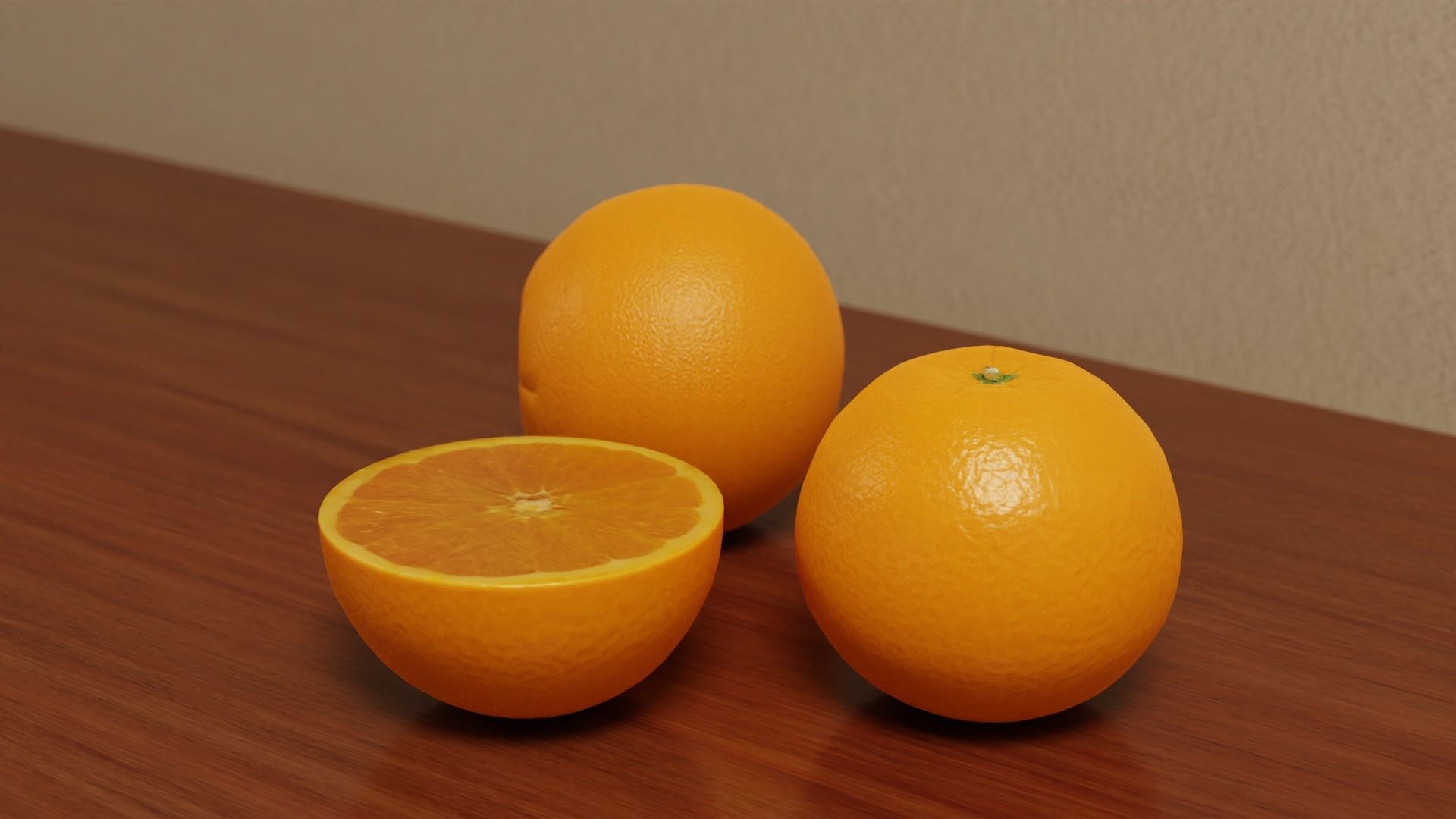 Orange half and whole 3D model_2