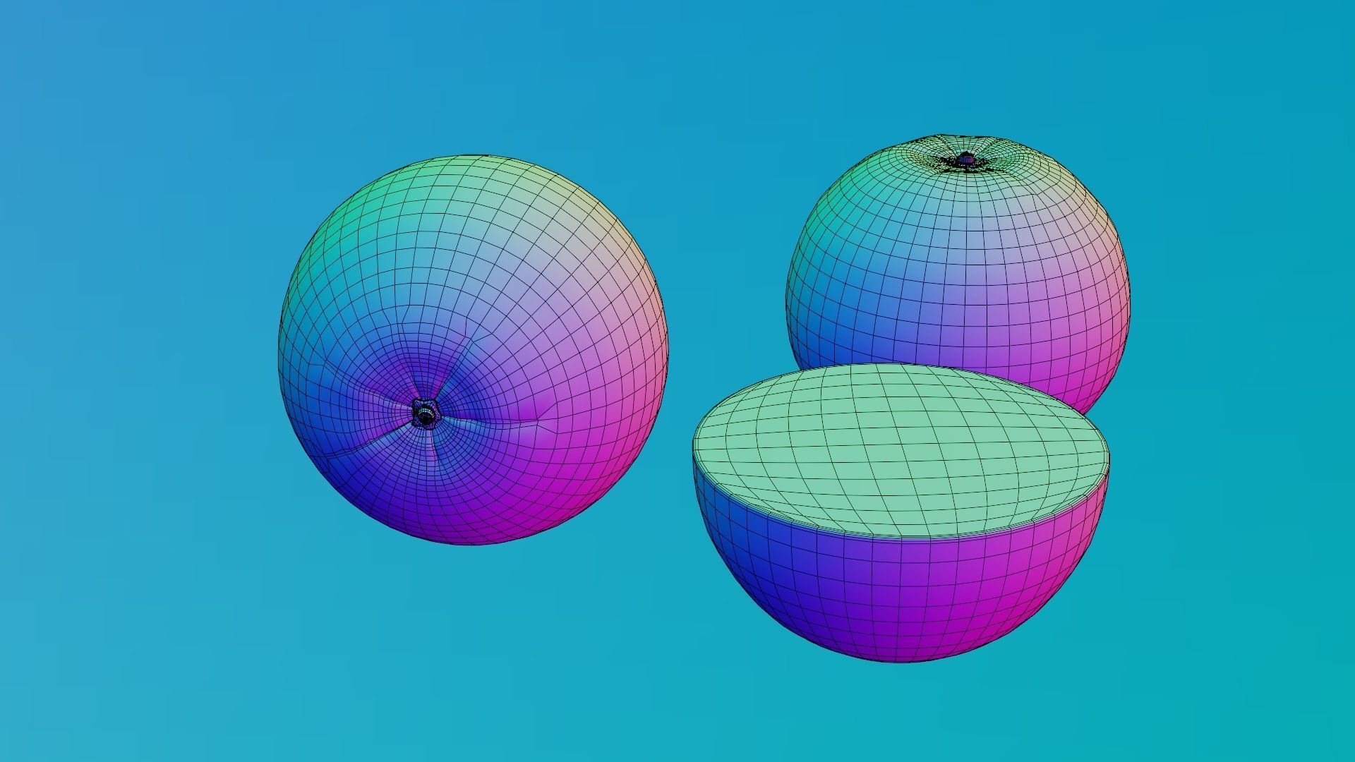 Orange half and whole 3D model_9