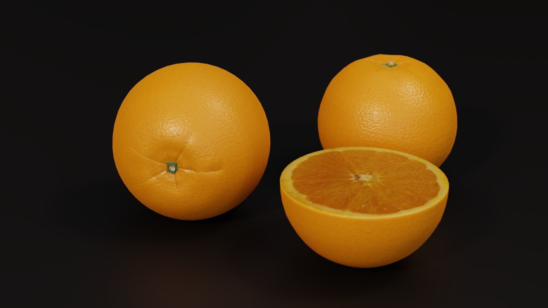 Orange half and whole 3D model_5