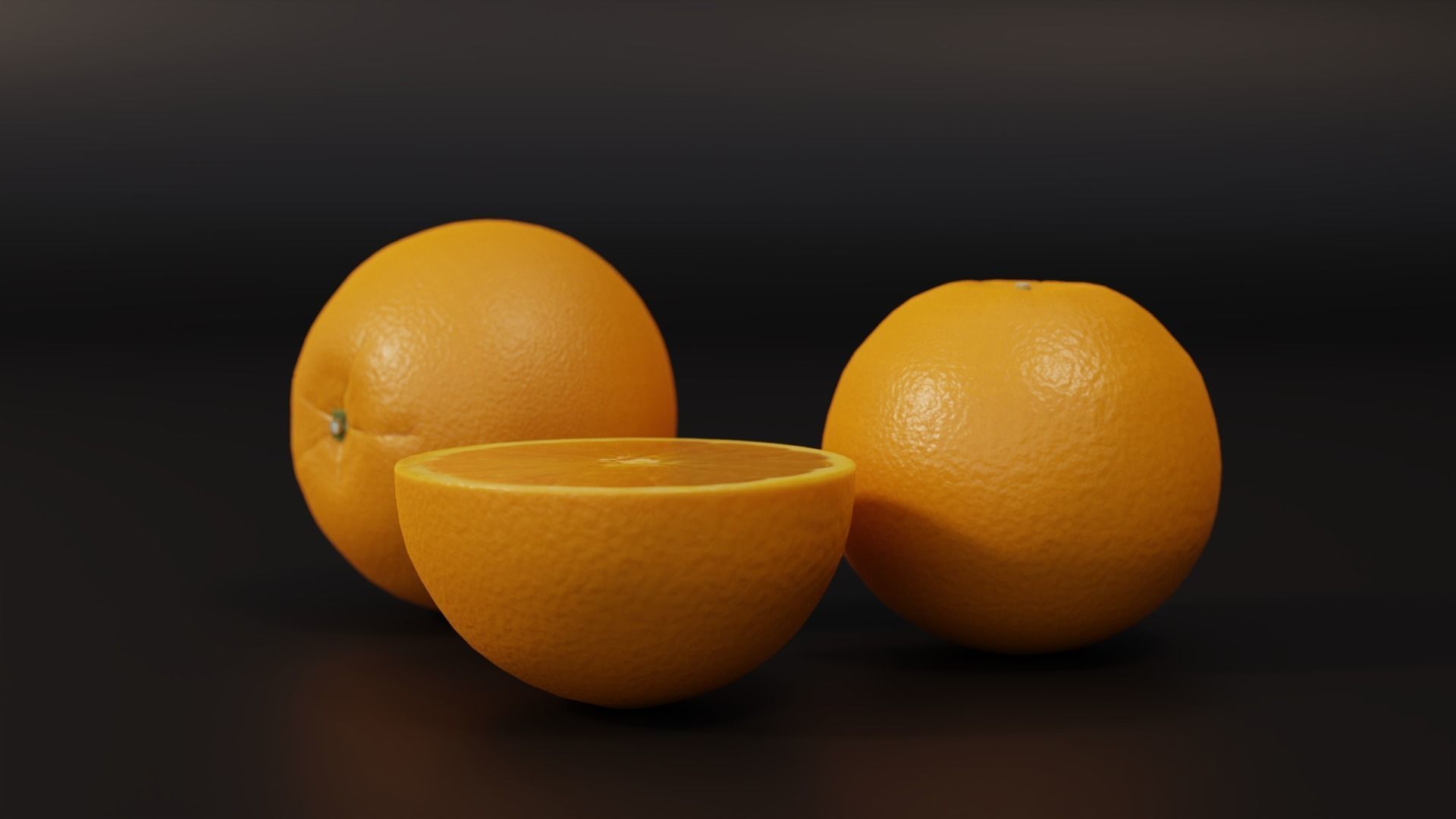 Orange half and whole 3D model_6