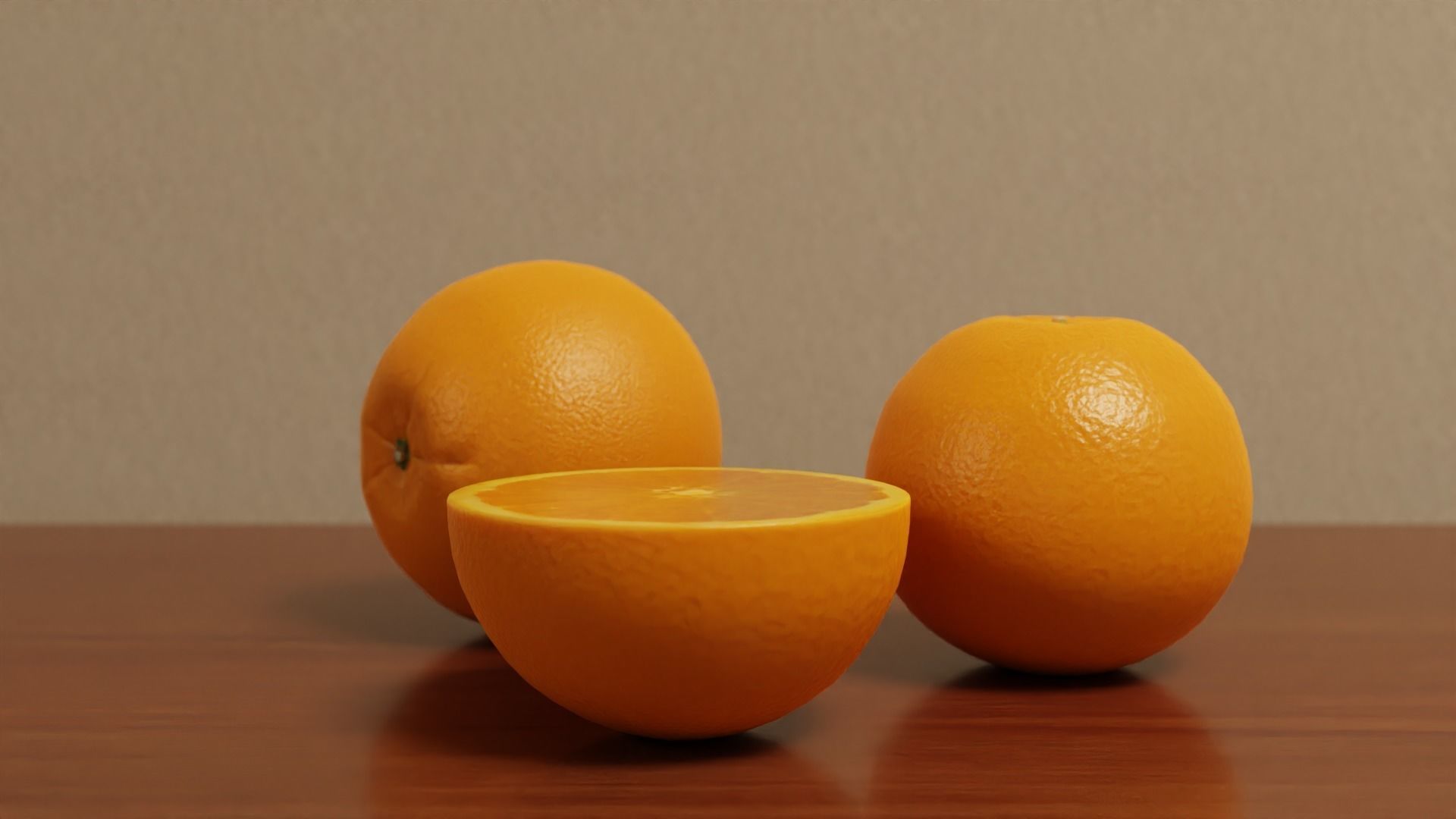Orange half and whole 3D model_4