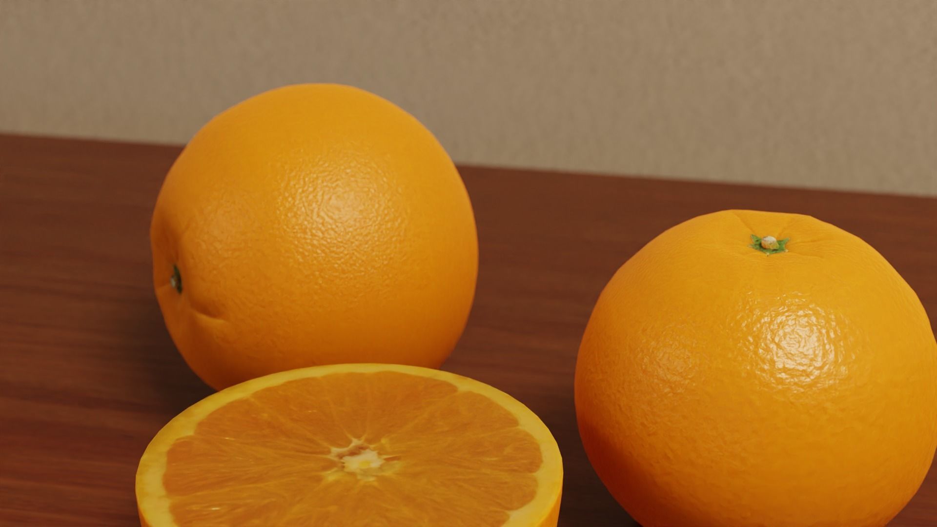 Orange half and whole 3D model_3