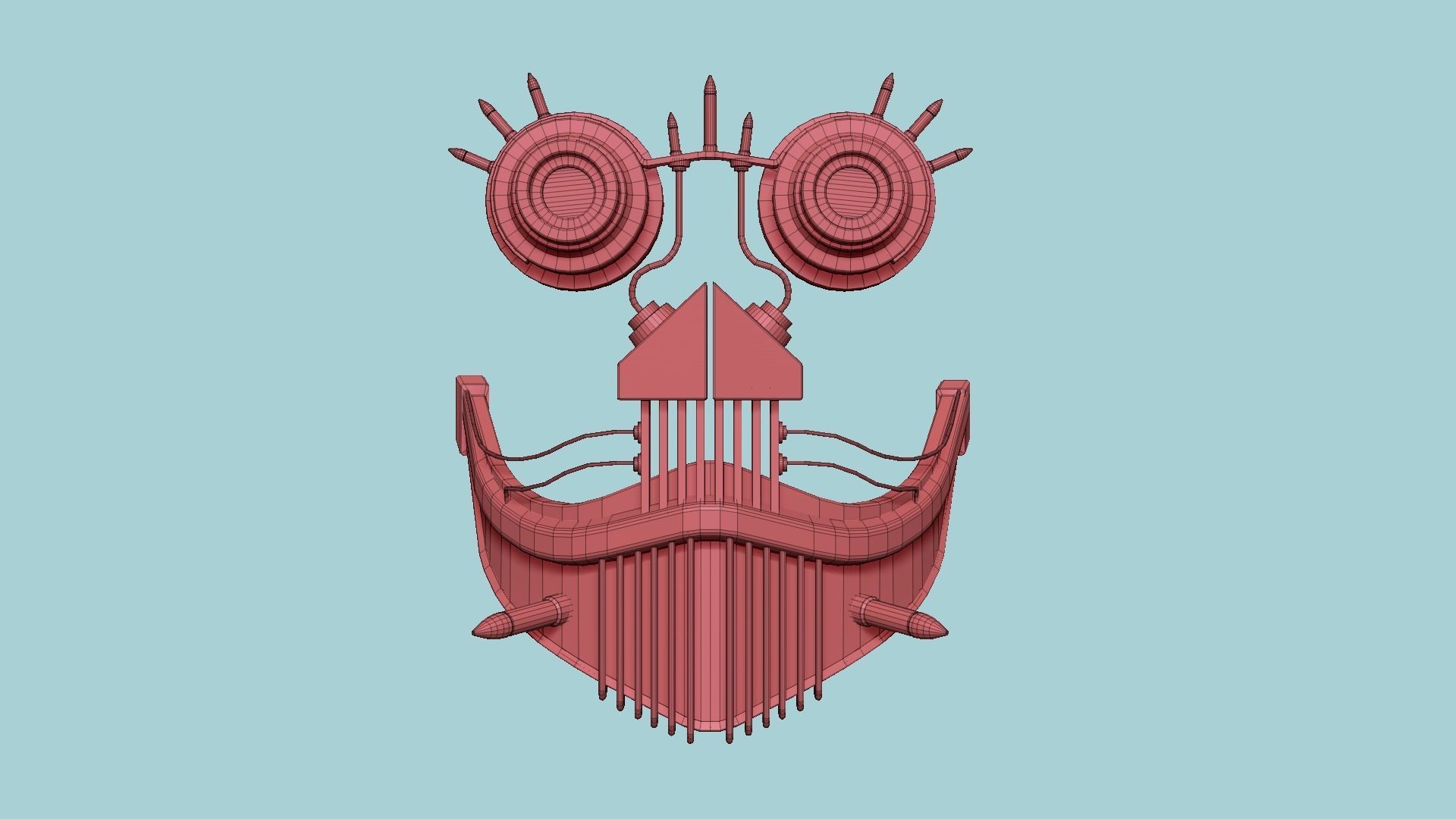 Steampunk Mask A01 Steel Red - SciFi Character Design Low-poly 3D model_12