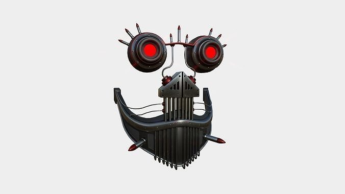 Steampunk Mask A01 Steel Red - SciFi Character Design Low-poly 3D model