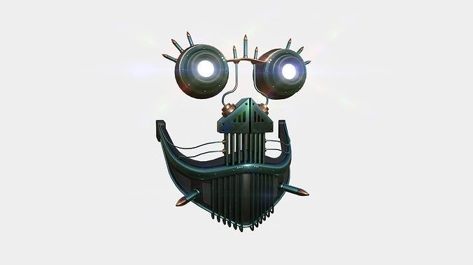 Steampunk Mask A02 Green Copper - SciFi Character Design Low-poly 3D model