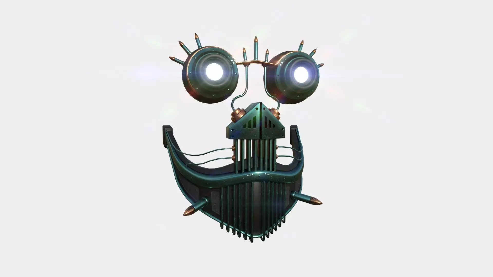 Steampunk Mask A02 Green Copper - SciFi Character Design Low-poly 3D model_0