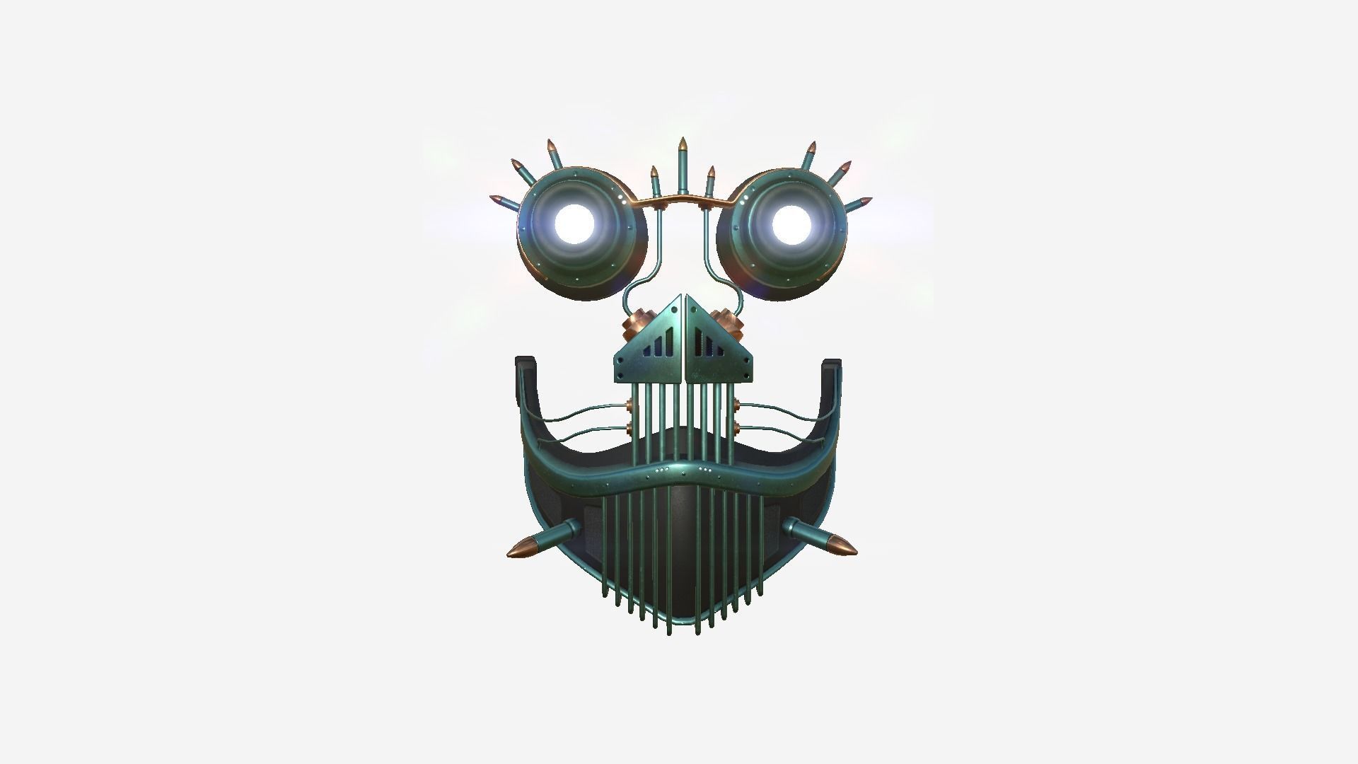Steampunk Mask A02 Green Copper - SciFi Character Design Low-poly 3D model_1
