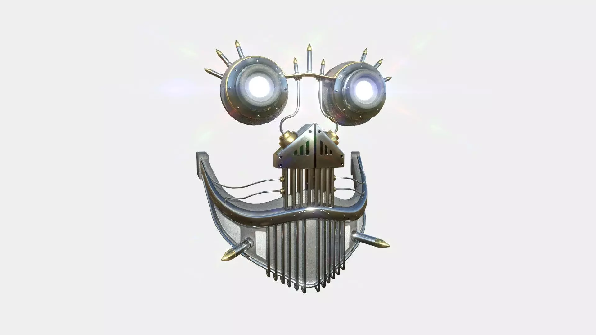 Steampunk Mask A03 Metal Gold - SciFi Character Design Low-poly 3D model_0