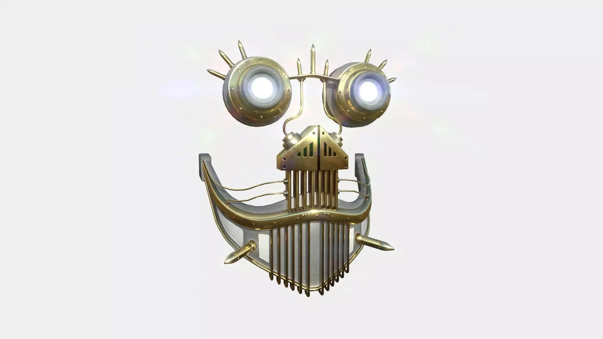 Steampunk Mask A04 White Gold - SciFi Character Design Low-poly 3D model_0