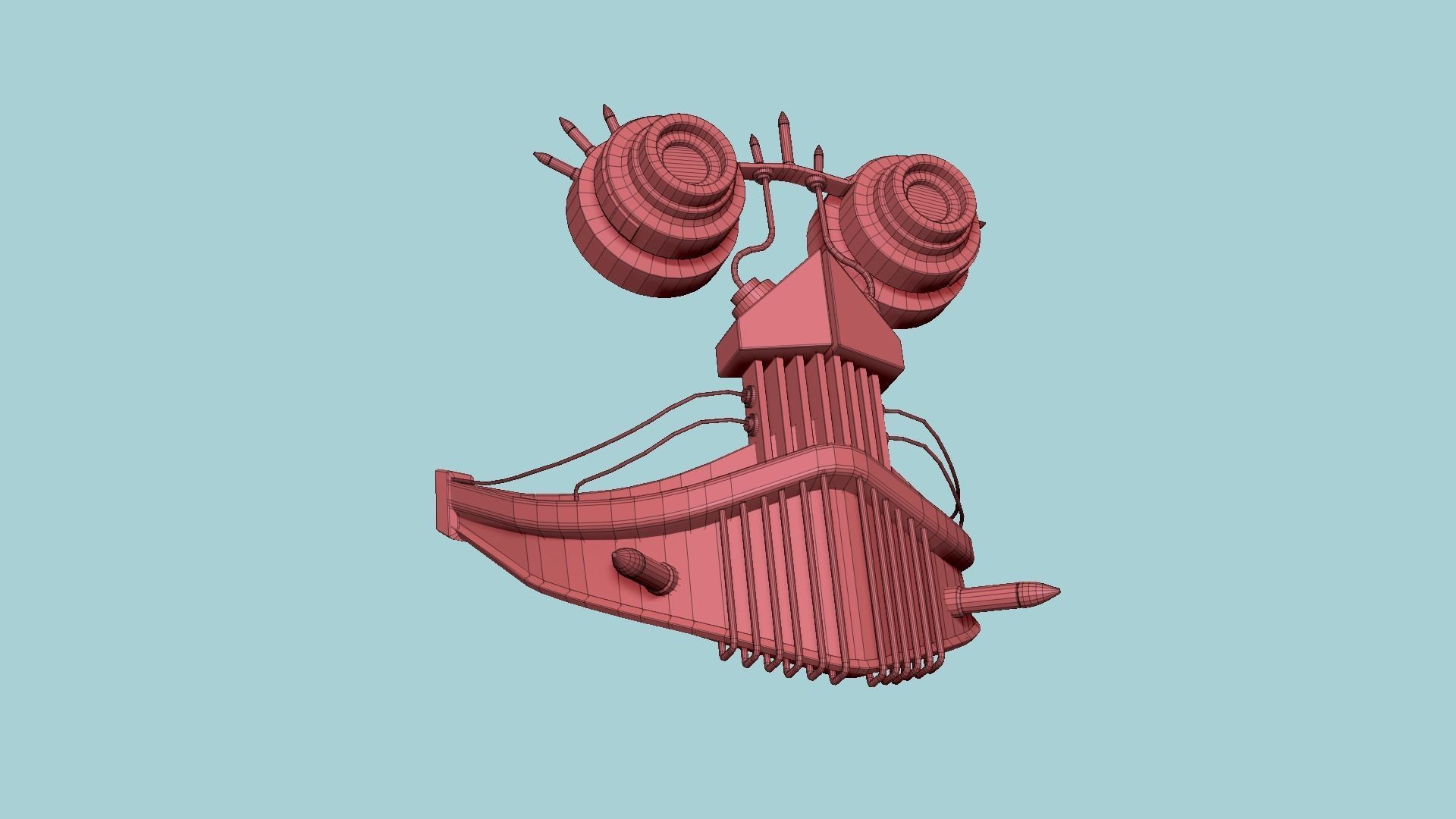 Steampunk Mask A04 White Gold - SciFi Character Design Low-poly 3D model_16