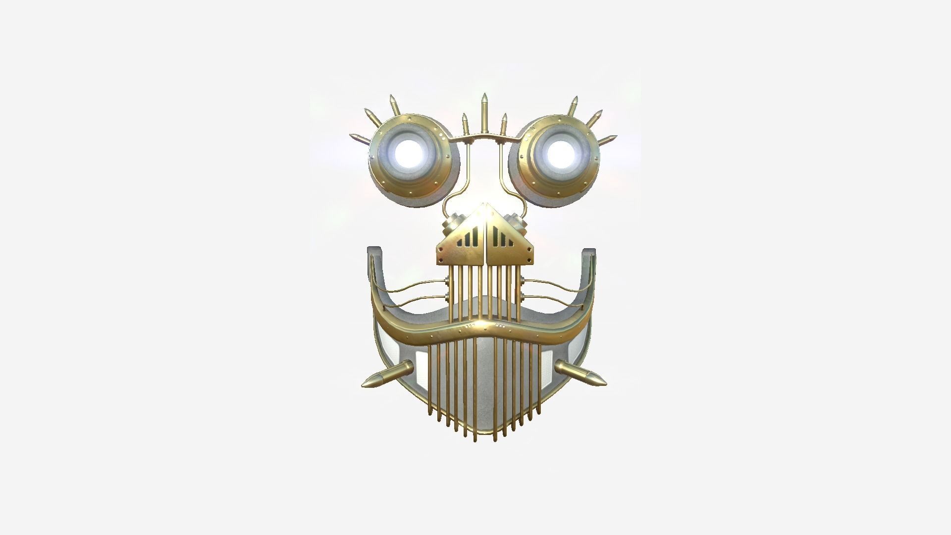 Steampunk Mask A04 White Gold - SciFi Character Design Low-poly 3D model_1