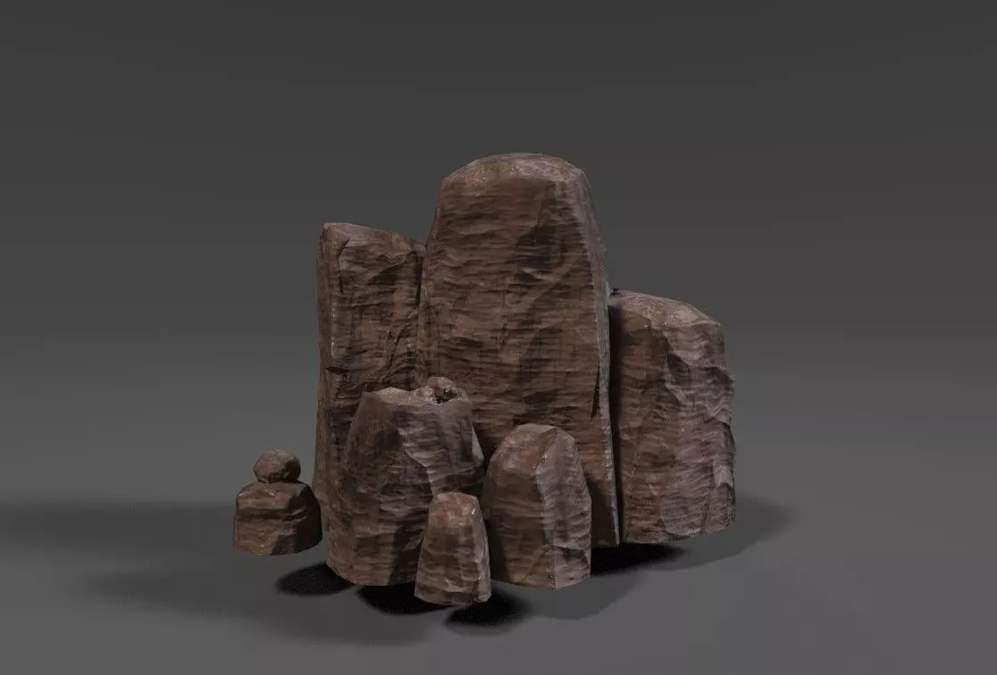 Desert Rock Cluster 02 Free low-poly 3D model_0