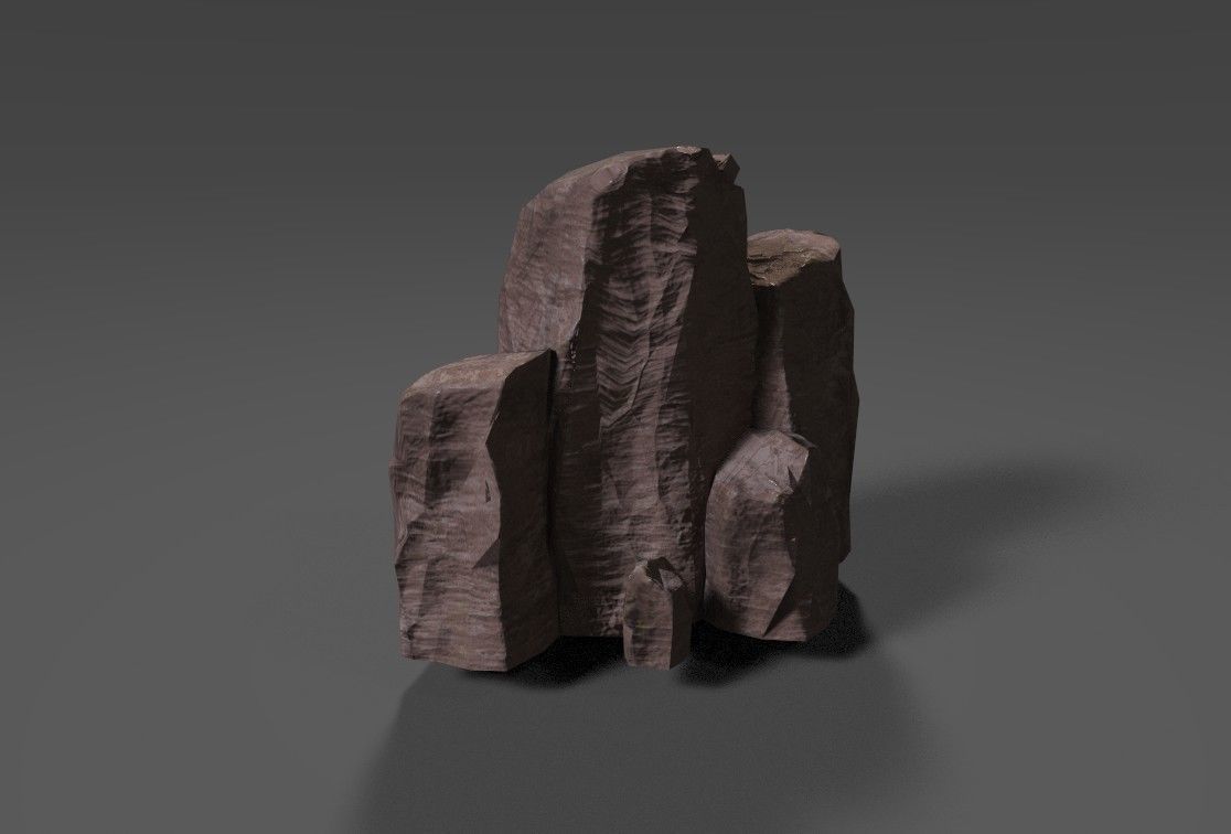 Desert Rock Cluster 02 Free low-poly 3D model_1