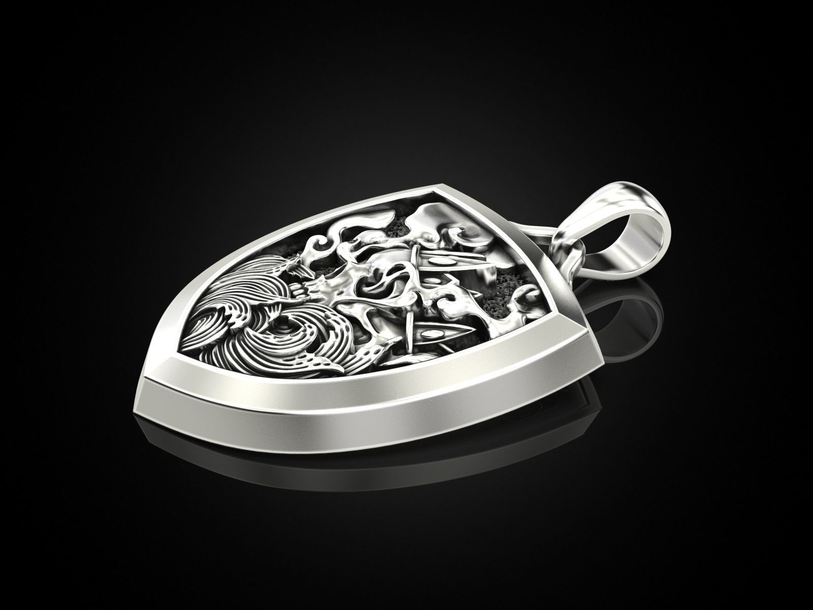 King Skull Pendant V2 3D print model_6