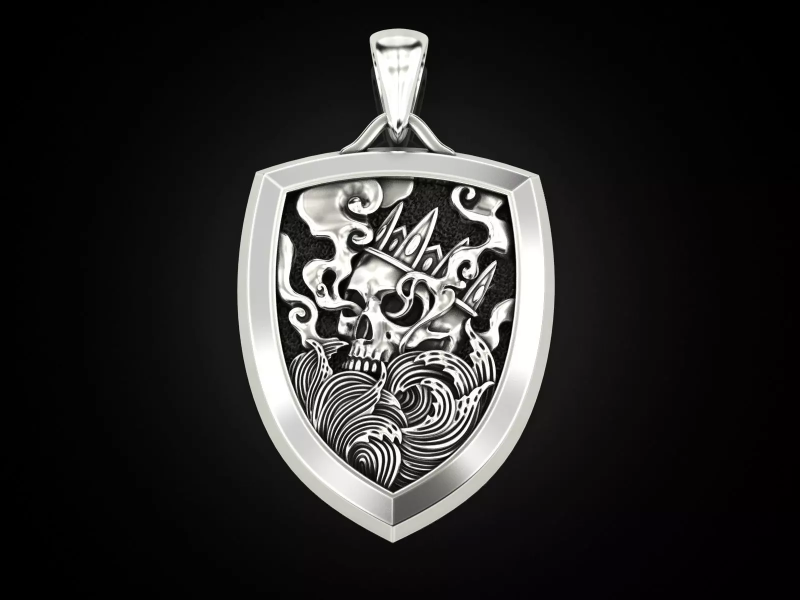 King Skull Pendant V2 3D print model_0