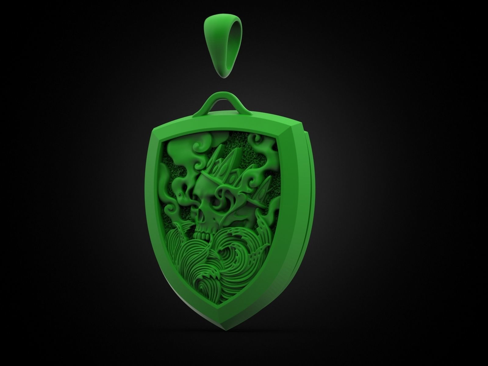King Skull Pendant V2 3D print model_8
