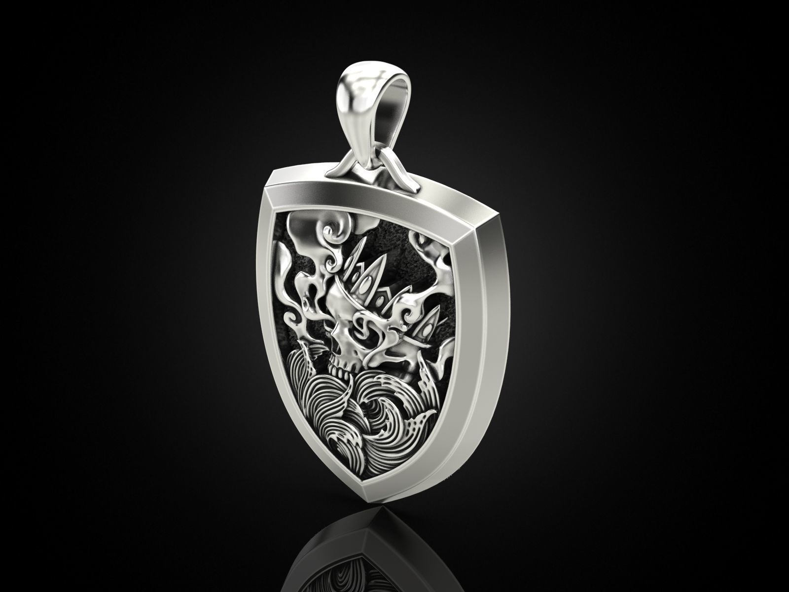 King Skull Pendant V2 3D print model_5