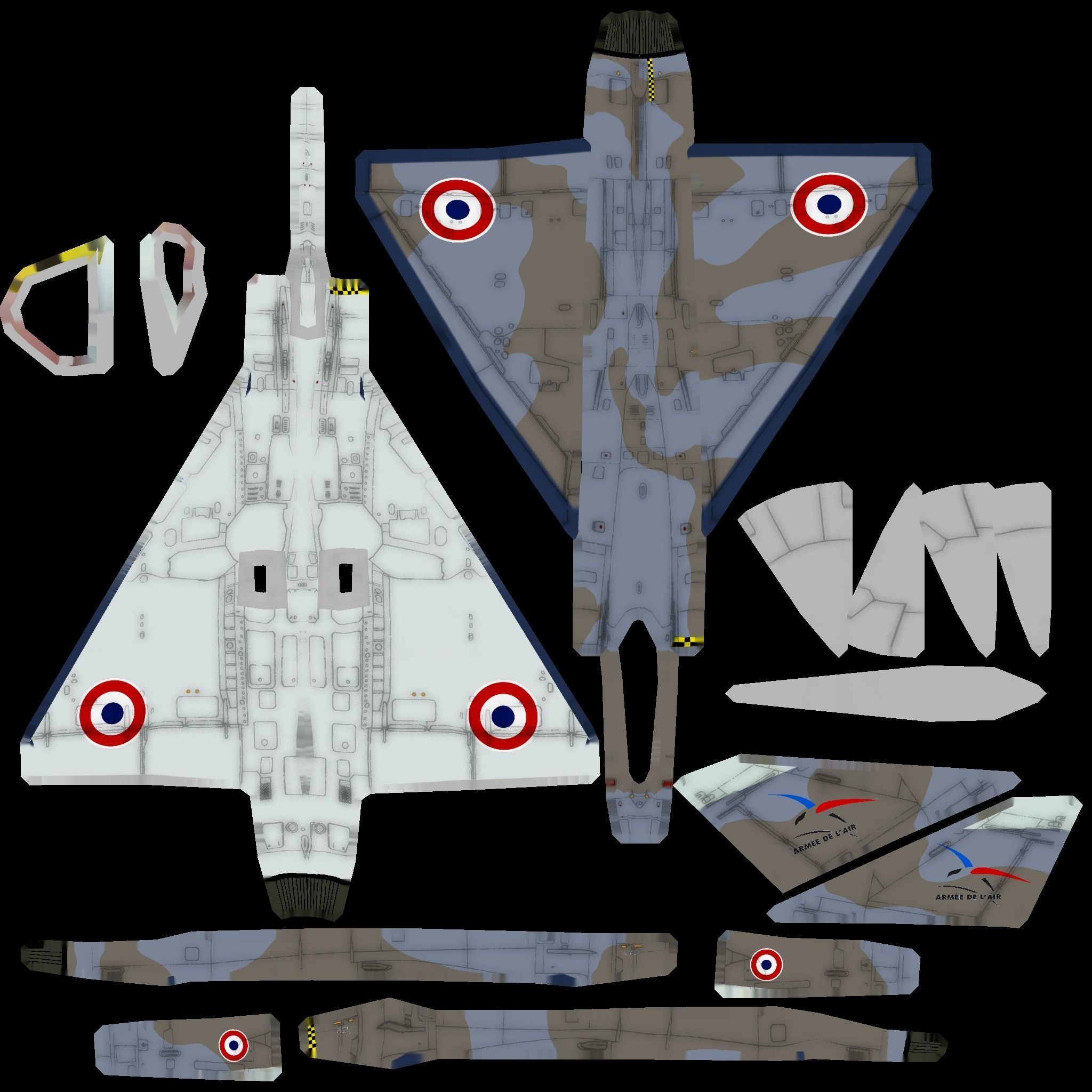 Dassault Mirage III jet fighter Low-poly 3D model_18