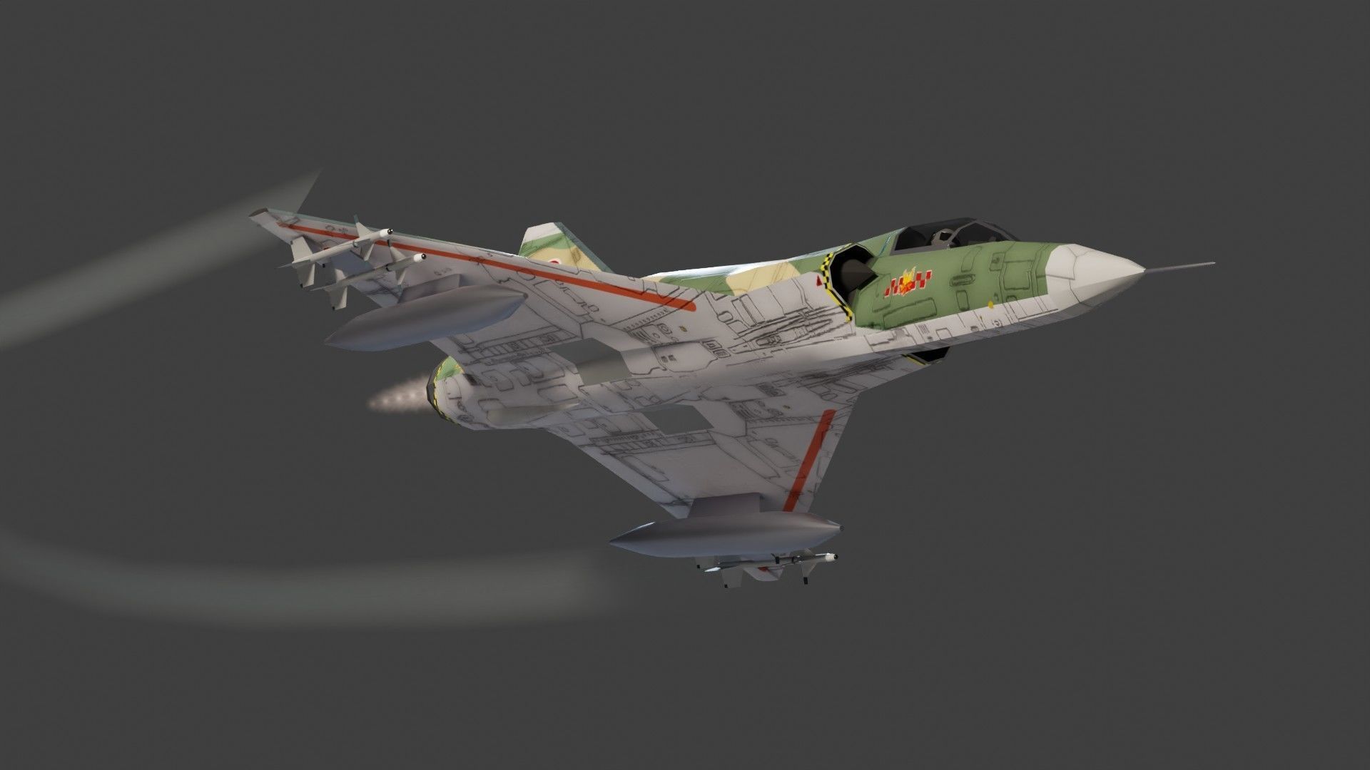 Dassault Mirage III jet fighter Low-poly 3D model_10