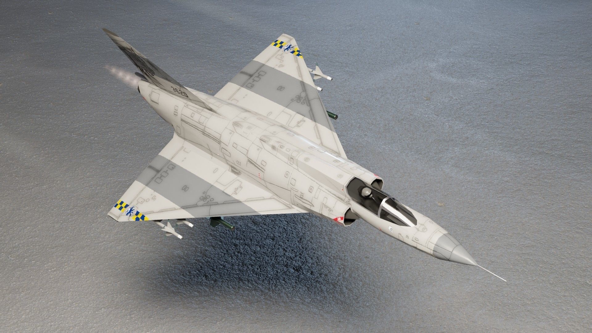 Dassault Mirage III jet fighter Low-poly 3D model_13