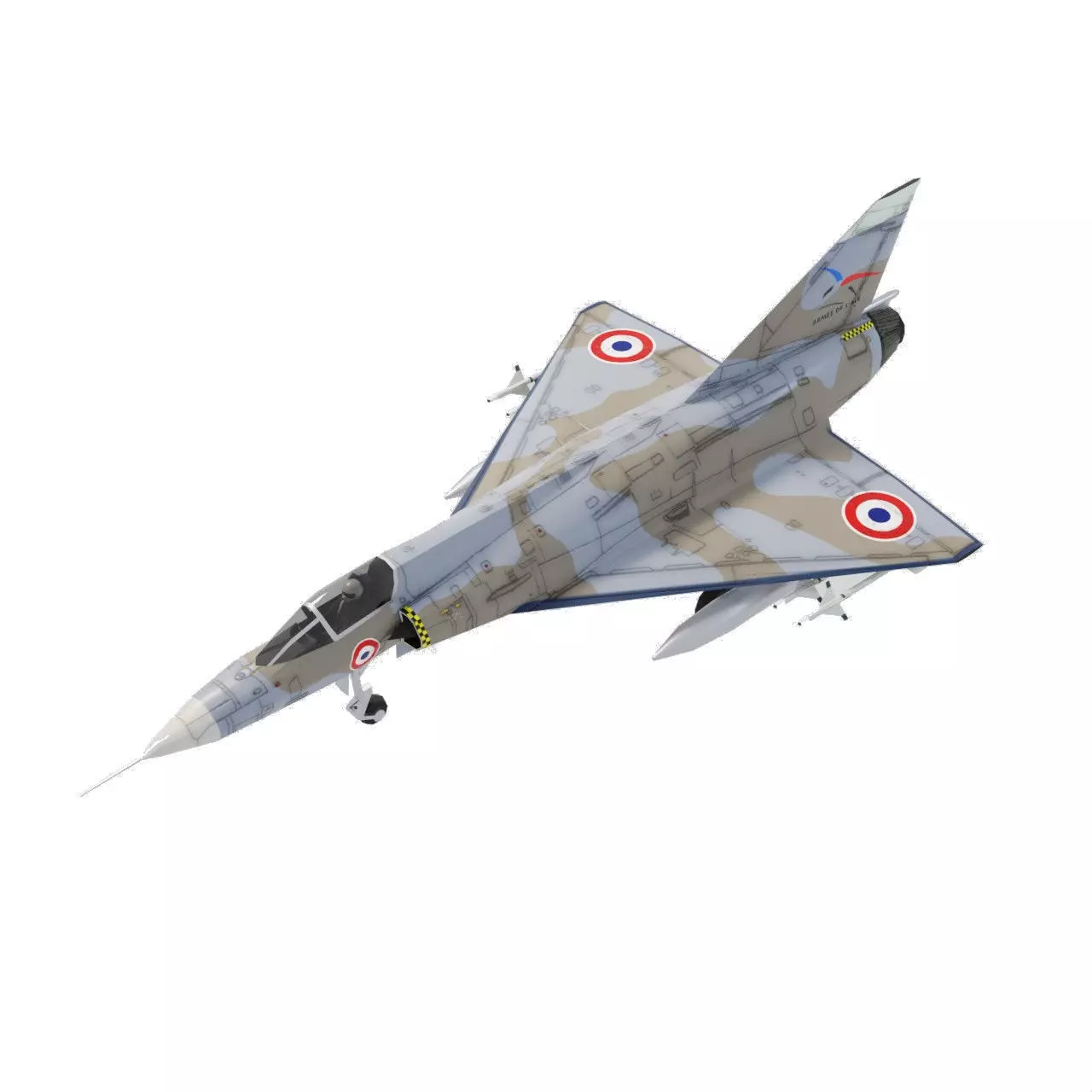 Dassault Mirage III jet fighter Low-poly 3D model_0
