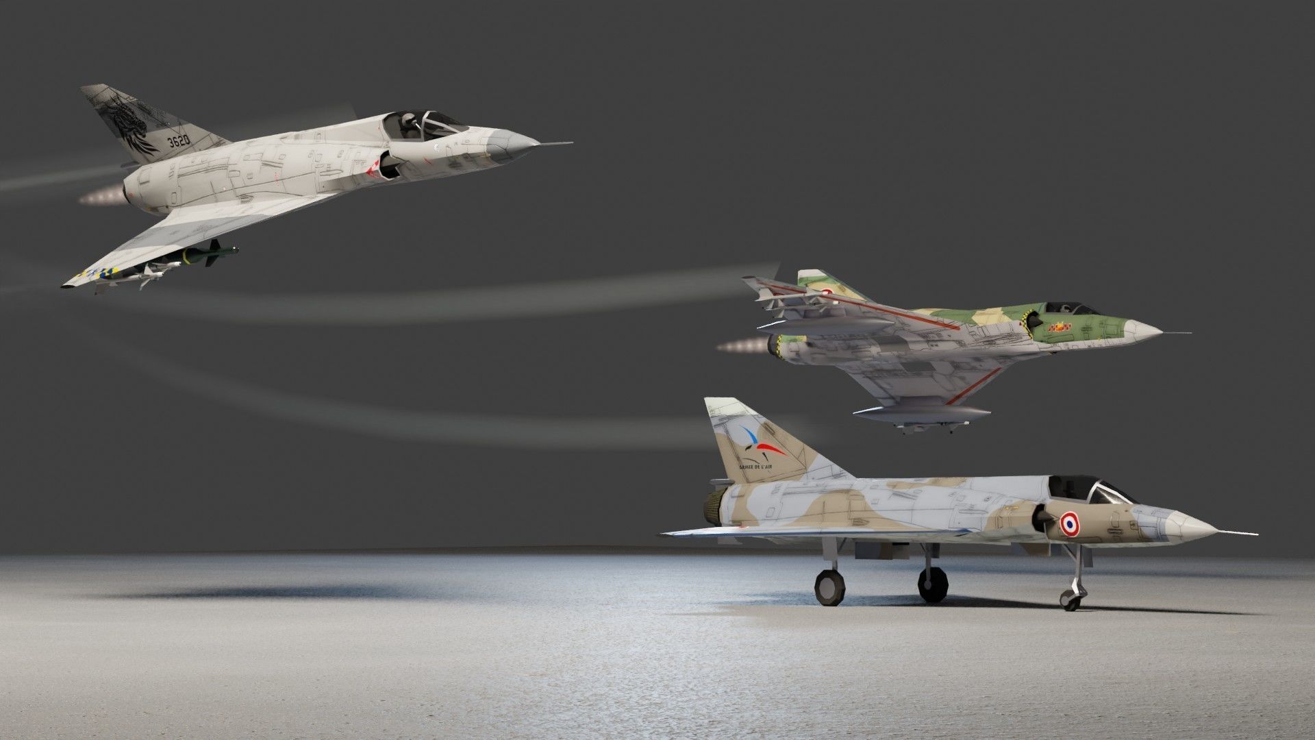 Dassault Mirage III jet fighter Low-poly 3D model_4