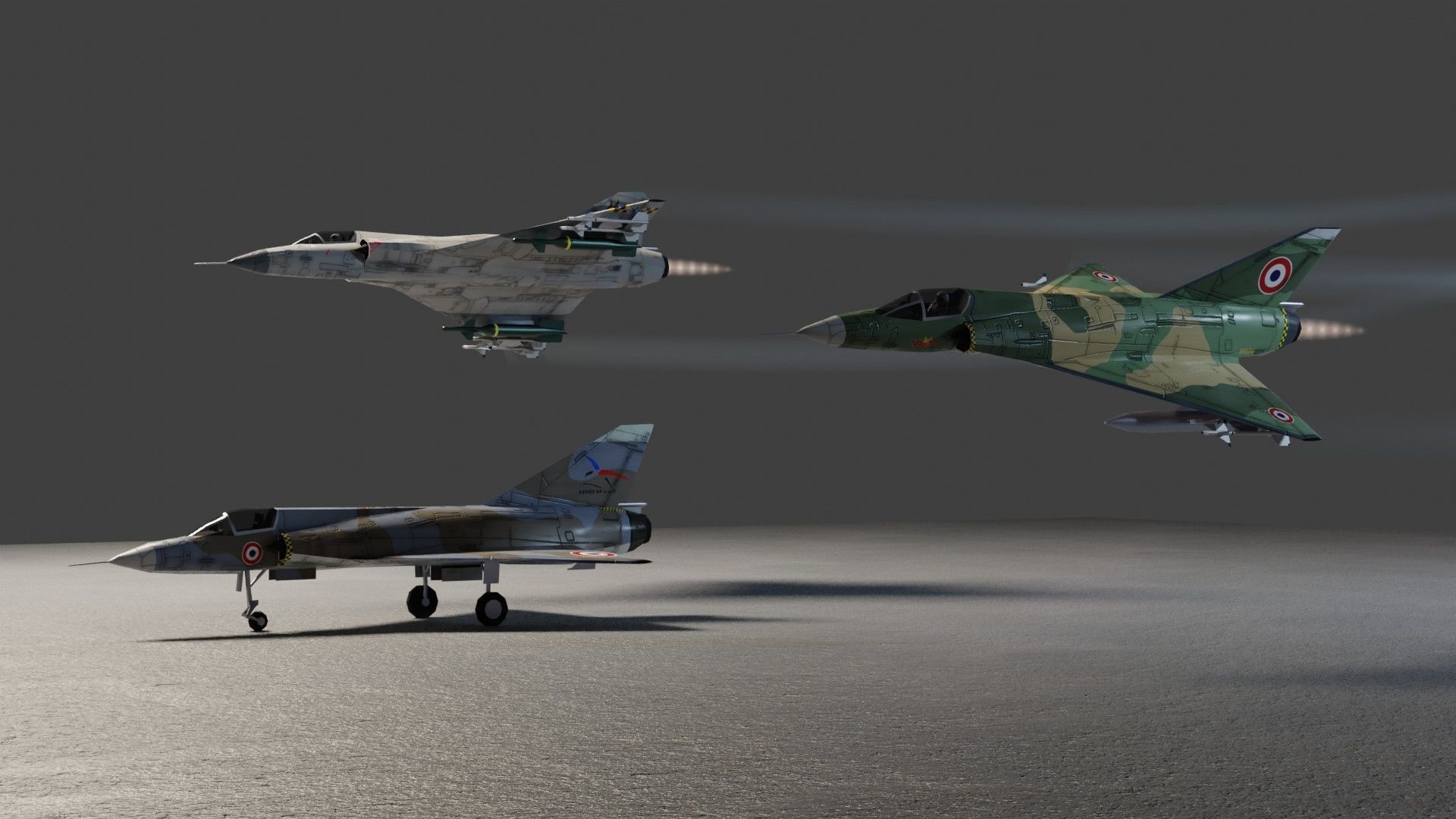 Dassault Mirage III jet fighter Low-poly 3D model_3