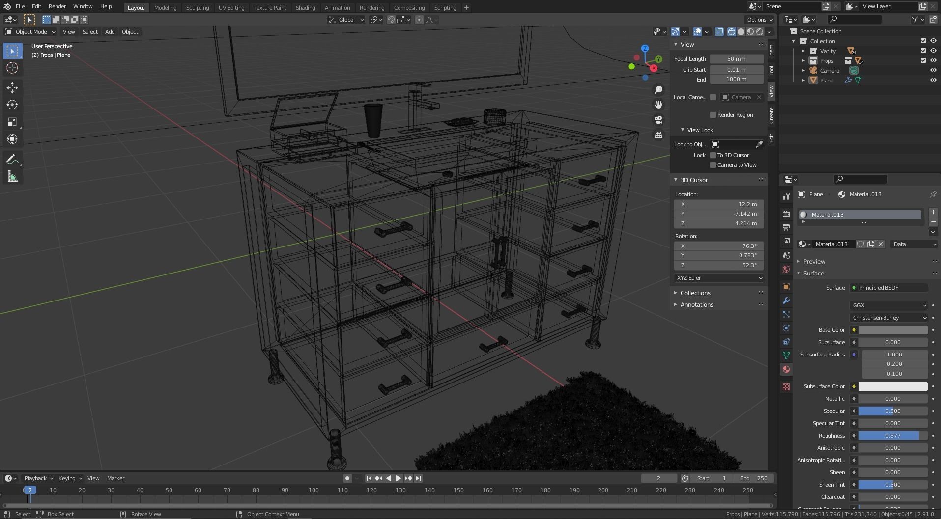 Modern Vanity Set 3D model_11