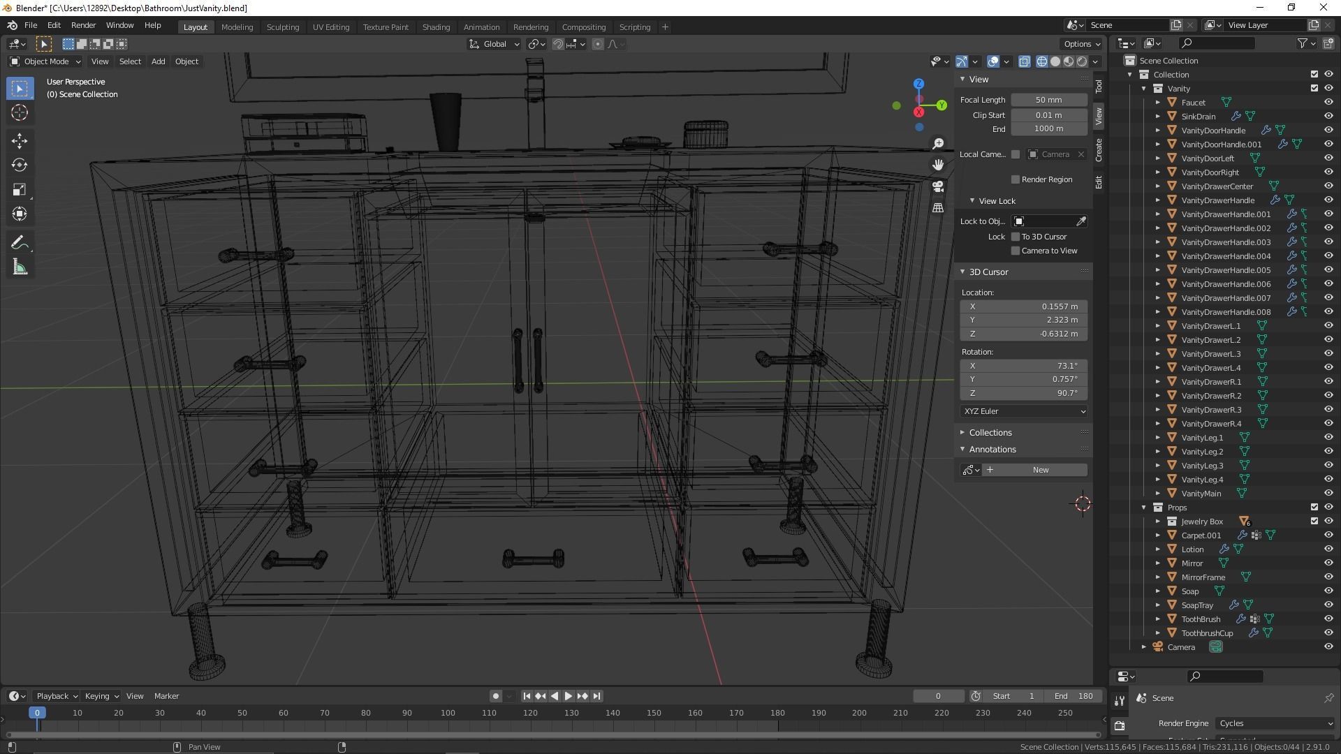Modern Vanity Set 3D model_12