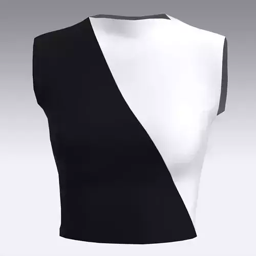 COLOR BLOCK BLACK AND WHITE BLOUSE